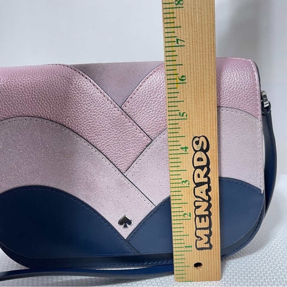 Kate Spade New York Nadine Crossbody Purse Pink Blue Suede Fold Over Bag